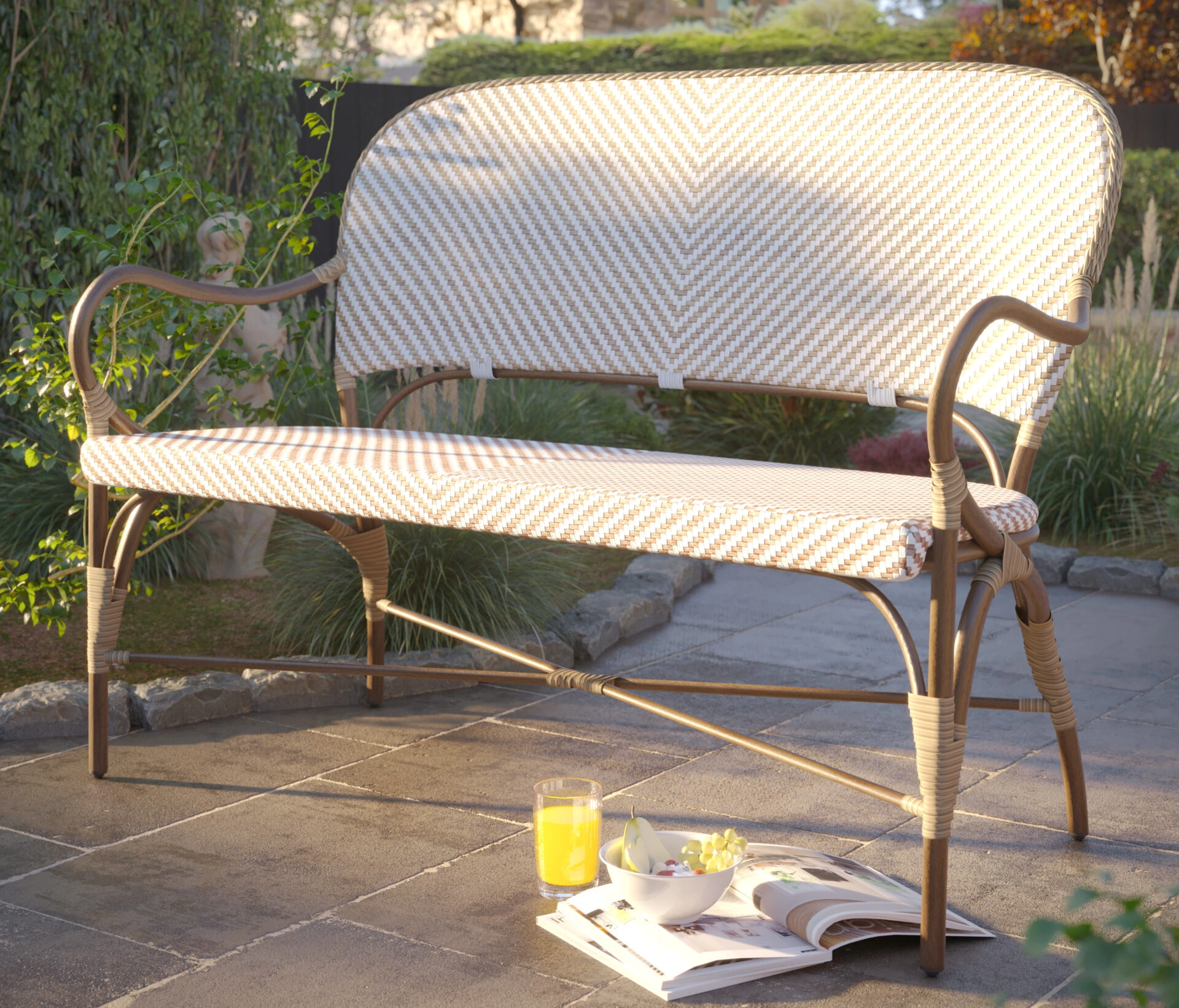 Riviera Bench Natural Set by Laura Ashley